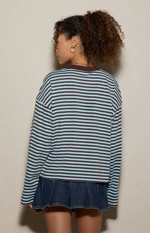 Drew Striped Boxy Long Sleeve T-Shirt image number 4
