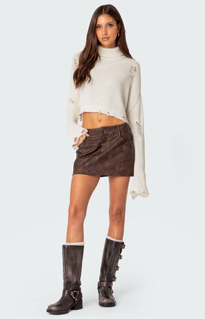 Euphoria Washed Faux Leather Mini Skirt image number 2
