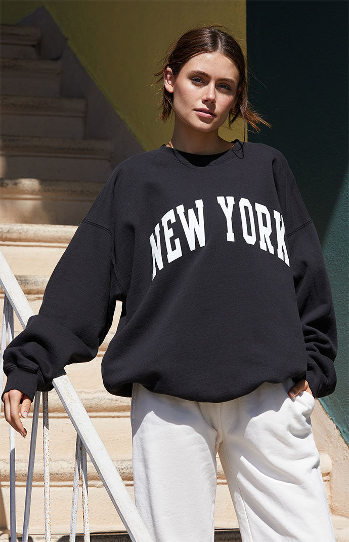 John Galt Black New York Crew Neck Sweatshirt PacSun