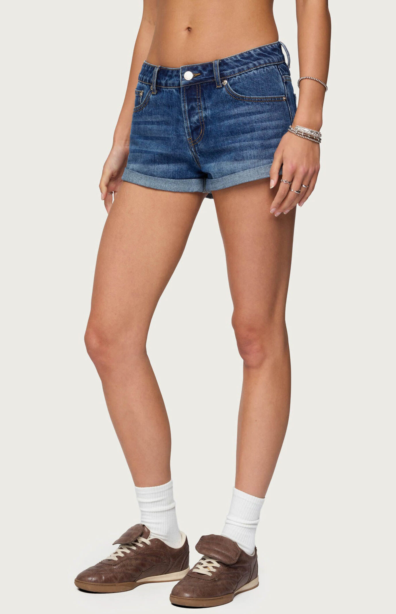 Edikted Rylin Low-Rise Denim Shorts