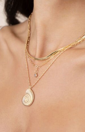 Nautilus Shell Pendant Layered Necklace image number 5