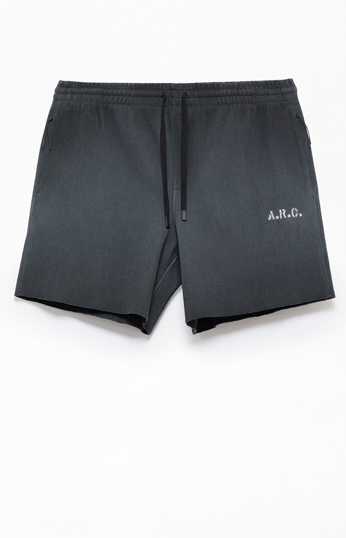 A.R.C. Black Vintage Wash Ribbed Knit Shorts