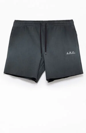Black Vintage Wash Ribbed Knit Shorts image number 1