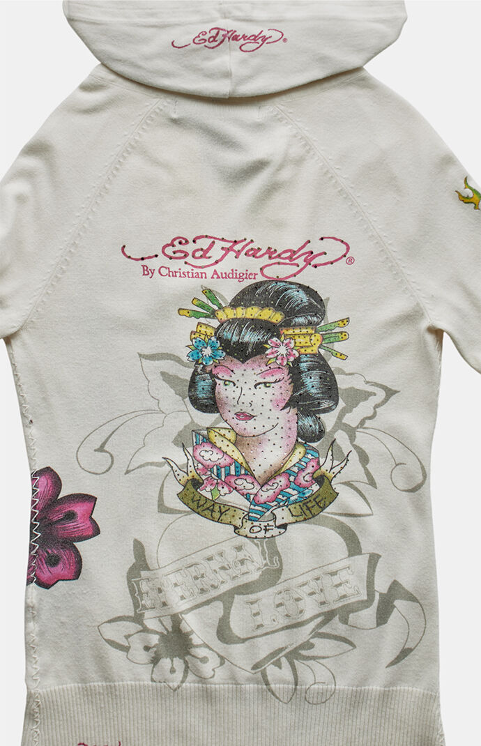 PS VINTAGE 2000s Ed Hardy V-Neck Pullover Hoodie