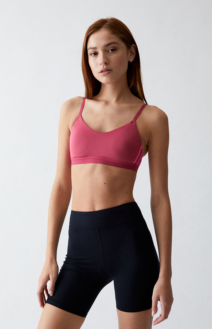 Magenta Recycled All Me 3-Stripes Sports Bra