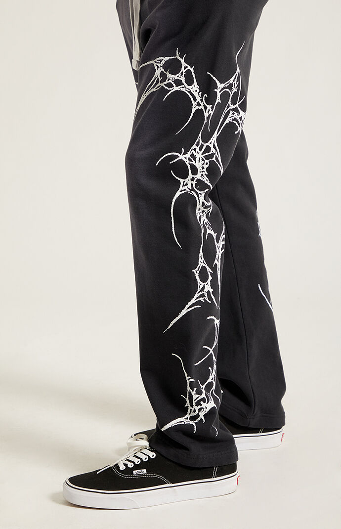 Pacsun Washed Black Graphic Fleece Straight Leg Sweatpants | Pacsun