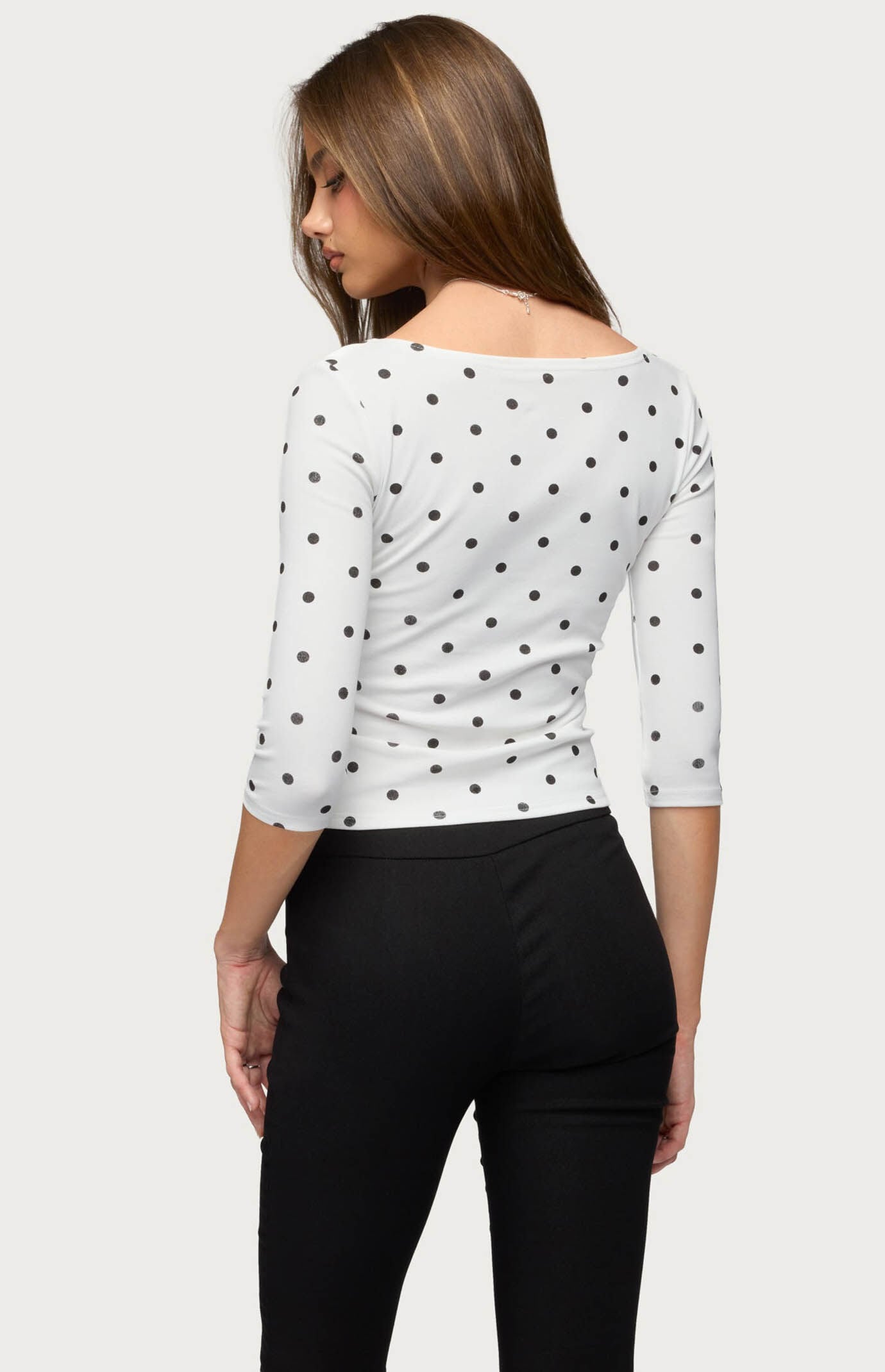 Edikted Katey V Neck Polka Dot Top