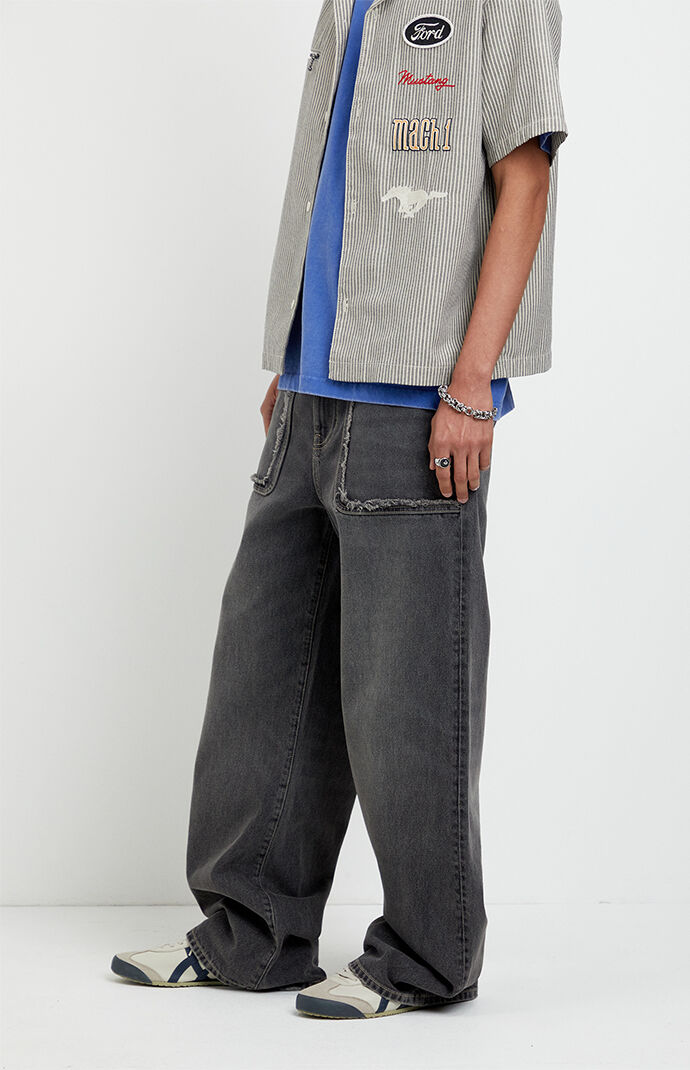 Pacsun Blake Extreme Baggy Jeans Frayed Pocket Faded Black