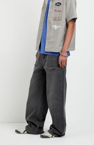 Blake Extreme Baggy Jeans Frayed Pocket Faded Black image number 3