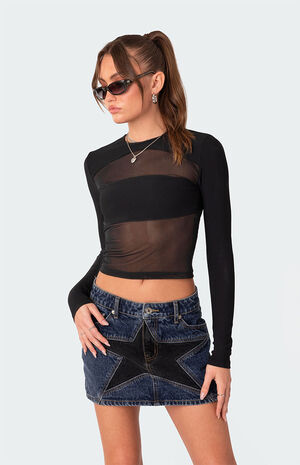 Azal Half Ribbed Mesh Top image number 1