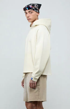 Light Gray&nbsp;Vintage Wash Heavyweight Raglan&nbsp;Cutoff&nbsp;Oversized Fleece Hoodie image number 4