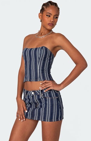 Inez Striped Denim Corset image number 3