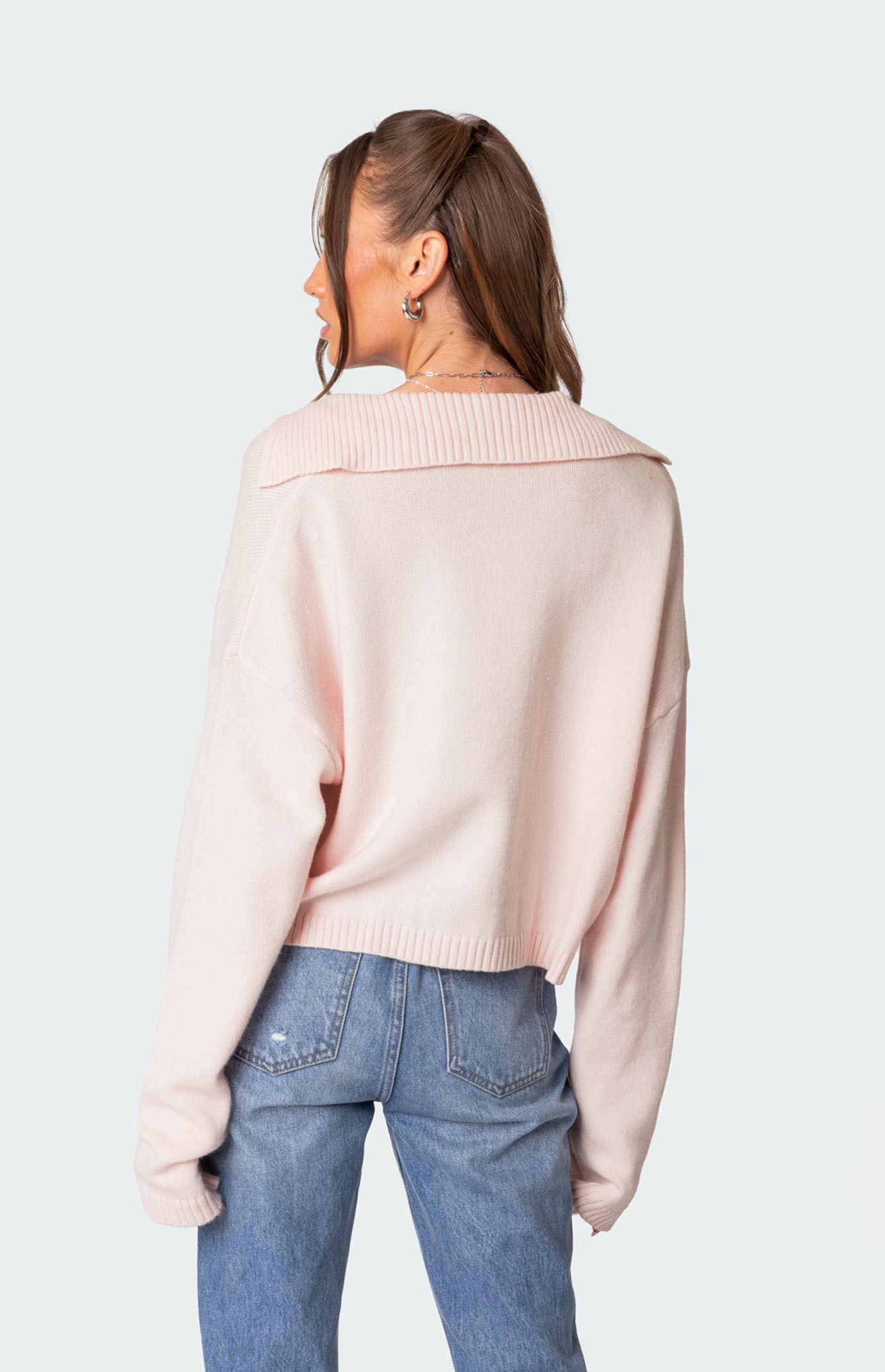 Edikted Marcie Oversize Cropped Sweater Light Pink S