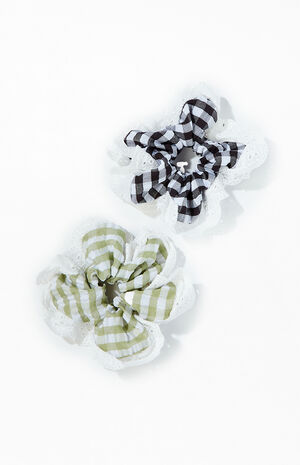 2 Pack Gingham Ruffle Hair Scrunchies image number 1