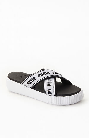 Women's Platform Tape Slide Sandals image number 1