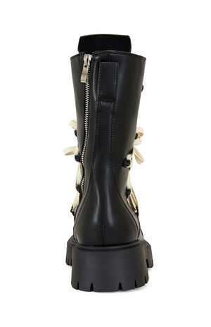Women's Black Arjun Faux Leather Combat Boots image number 3