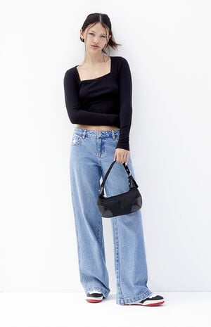 Casey Medium Indigo Ripped Low Rise Baggy Jeans image number 2