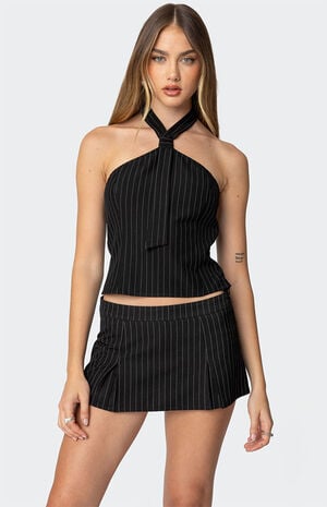 Karine Pinstripe Halter Top image number 1