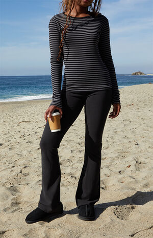 Black & Gray Leah Striped Long Sleeve Top image number 4