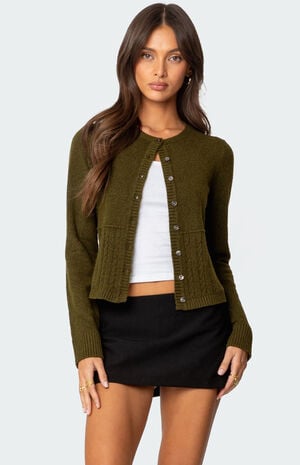 Half Cable Knit Cardigan image number 1