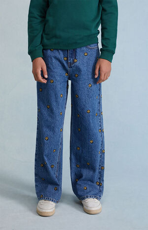 Smiley Embroidered Baggy Jeans image number 2