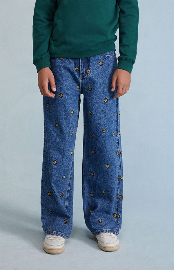 PacSun Kids Smiley Embroidered Baggy Jeans