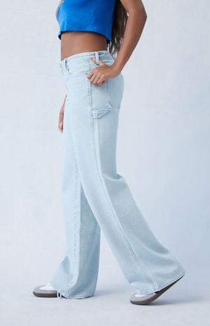 Eco Light Indigo Carpenter Low Rise Baggy Jeans image number 4