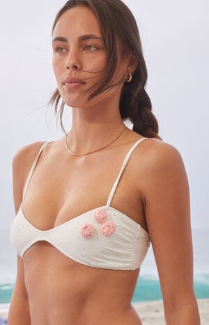 White Blair Eyelet Triangle Bikini Top image number 1