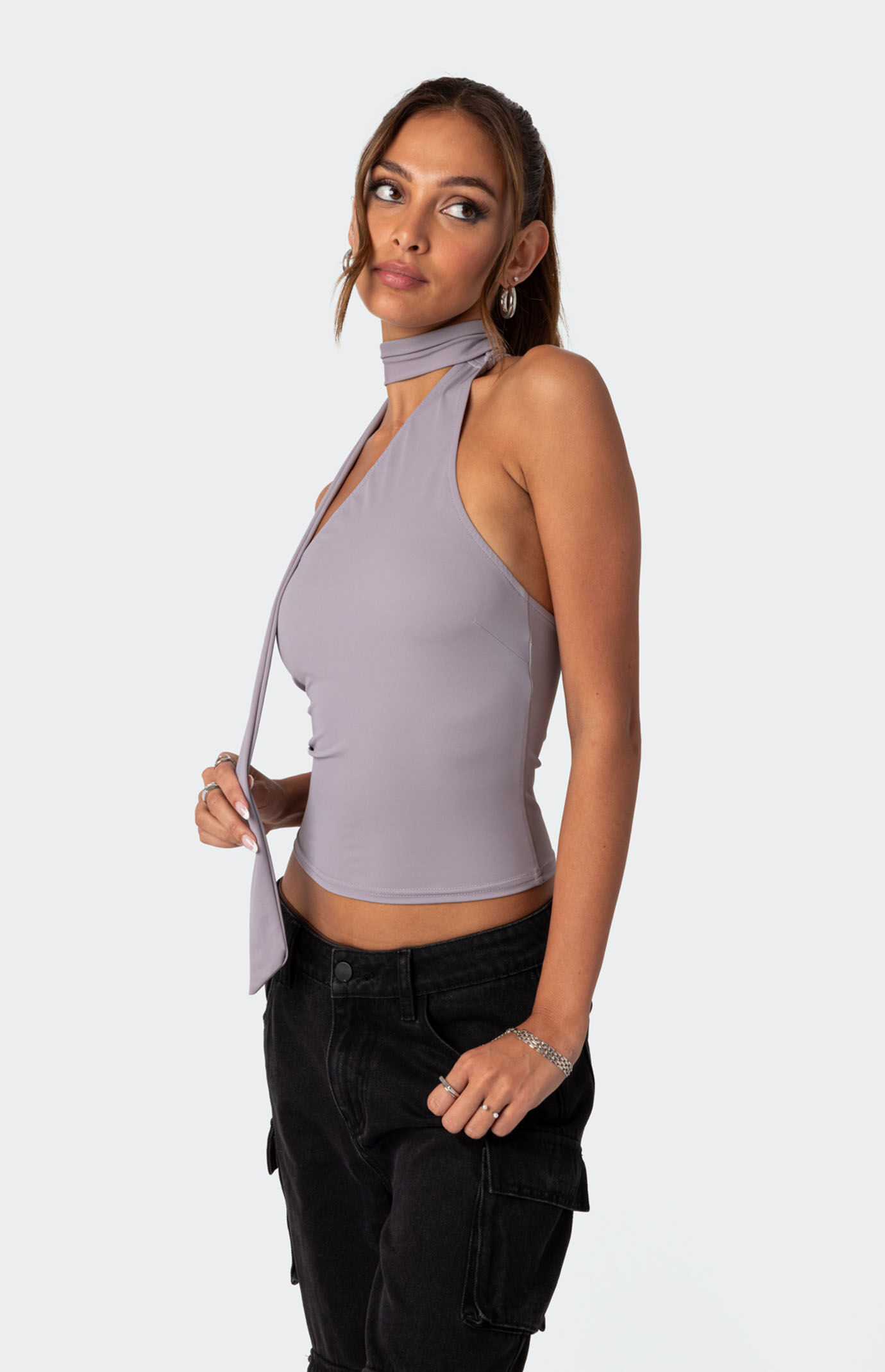 【COLOR iN ID】Andy Unbalanced Scarf Tee Edikted Melony Asymmetric Scarf Top | PacSun