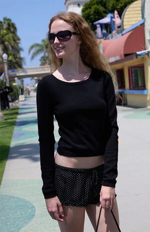 Black Long Sleeve Sweater Top image number 1