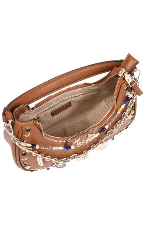 Chain & Studs Faux Leather Hobo Bag image number 6