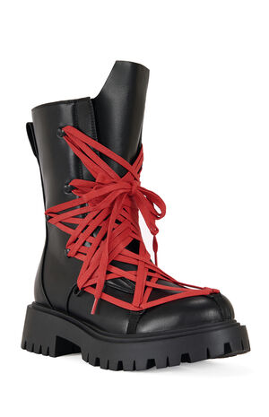 Women's Red Arjun Combat Boots image number 2