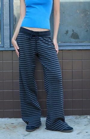Dark Gray Hilary Striped Yoga Baggy Sweatpants image number 2
