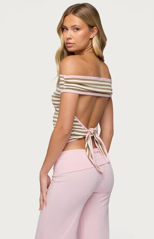 Zory Striped Off-The-Shoulder Top image number 3
