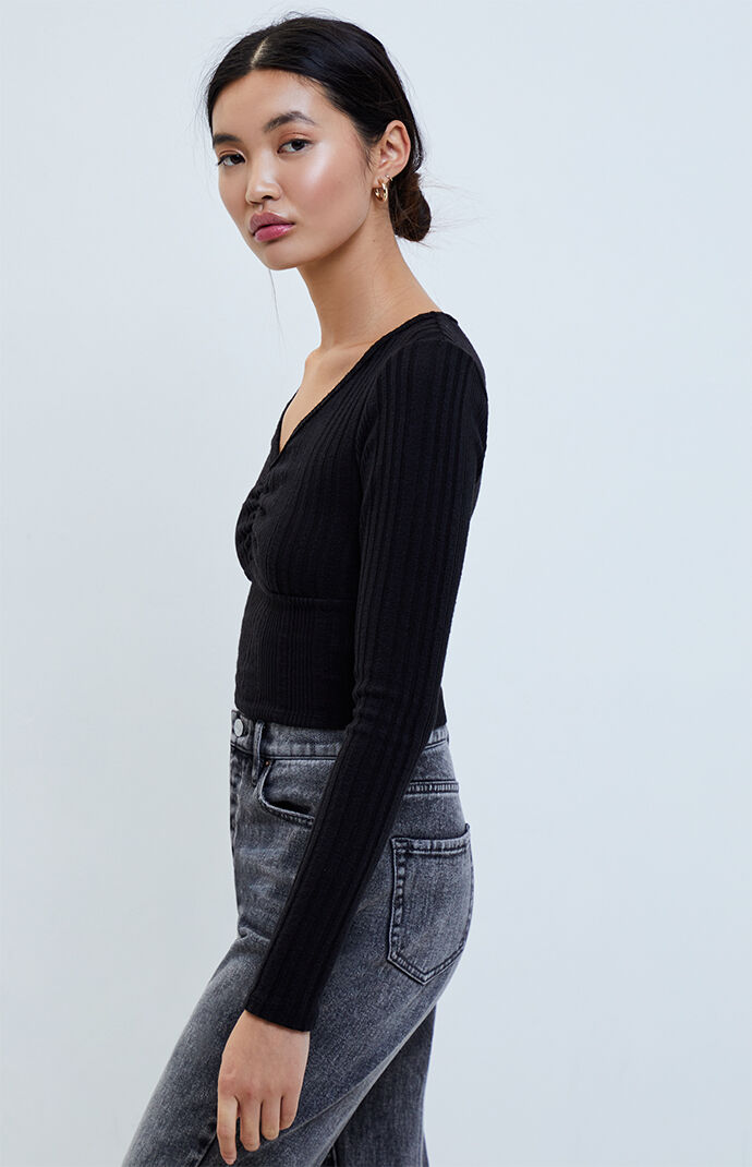 Long Sleeve Cinched Front Top