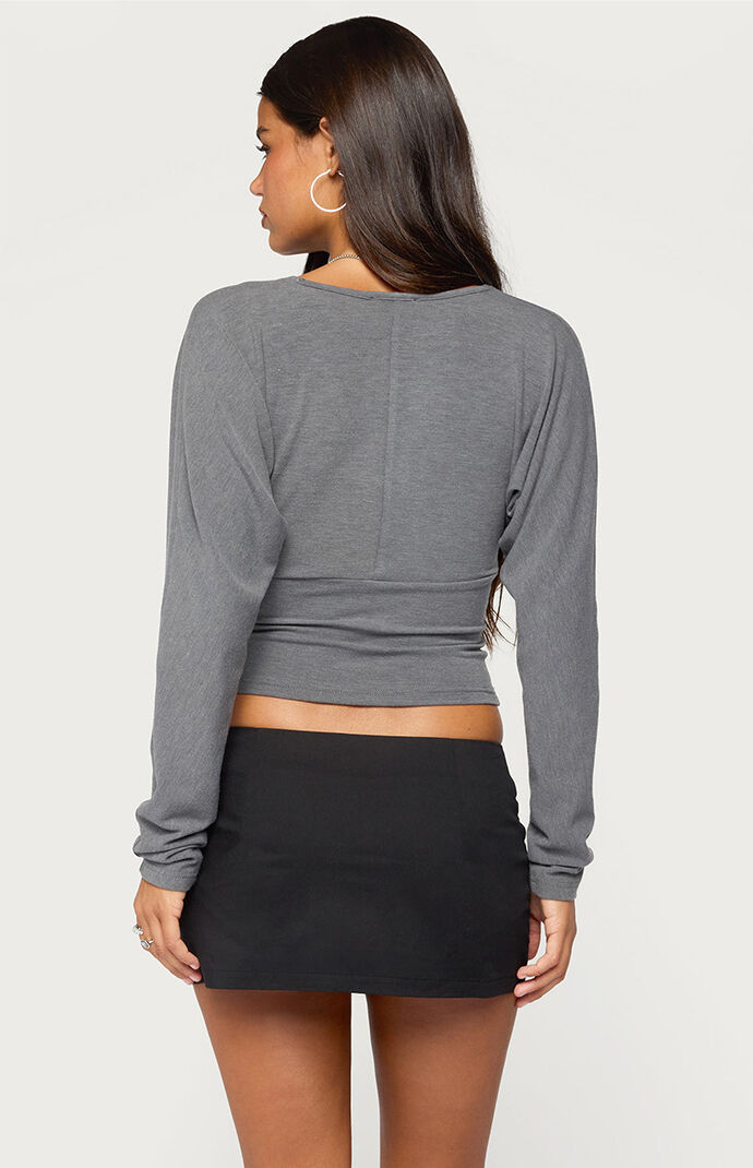 Edikted Gilla Long Sleeve V-Neck Top