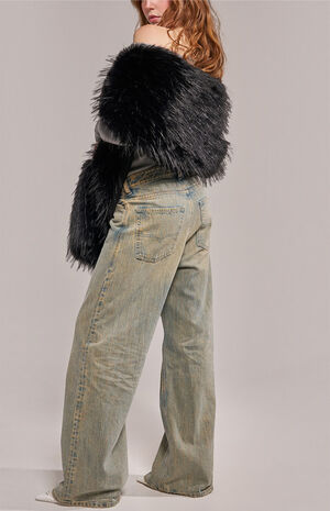 Black Starlet Faux Fur Scarf image number 4