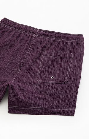 Plum Cursive Contrast Stitch 4.5" Swim Trunks image number 4