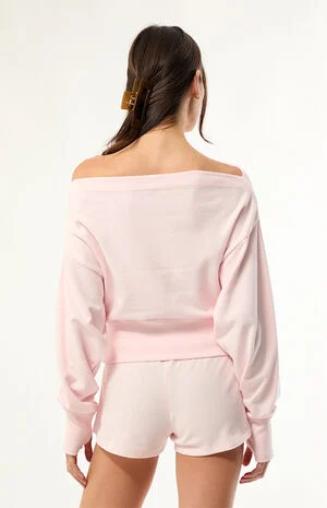 Active French Terry Off-The-Shoulder Sweatshirt image number 4