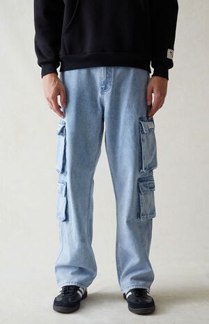Indigo Baggy Cargo Jeans image number 4