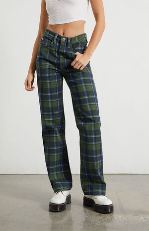 Plaid High Waisted Dad Jeans image number 2