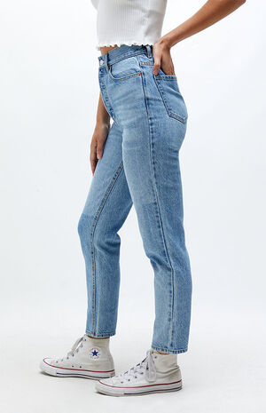 Eco Light Blue Paneled Ultra High Waisted Slim Fit Jeans image number 2