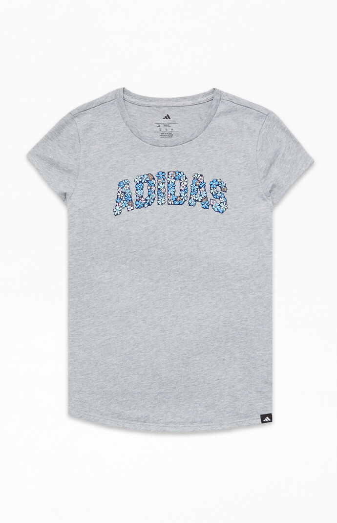 adidas Kids Essential Heather Gray Floral T-Shirt