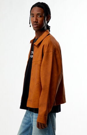 Tan Faux Leather Billie Gas Jacket image number 3