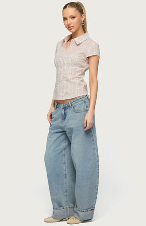 Naiah Plaid Tailored Button Up Shirt image number 4