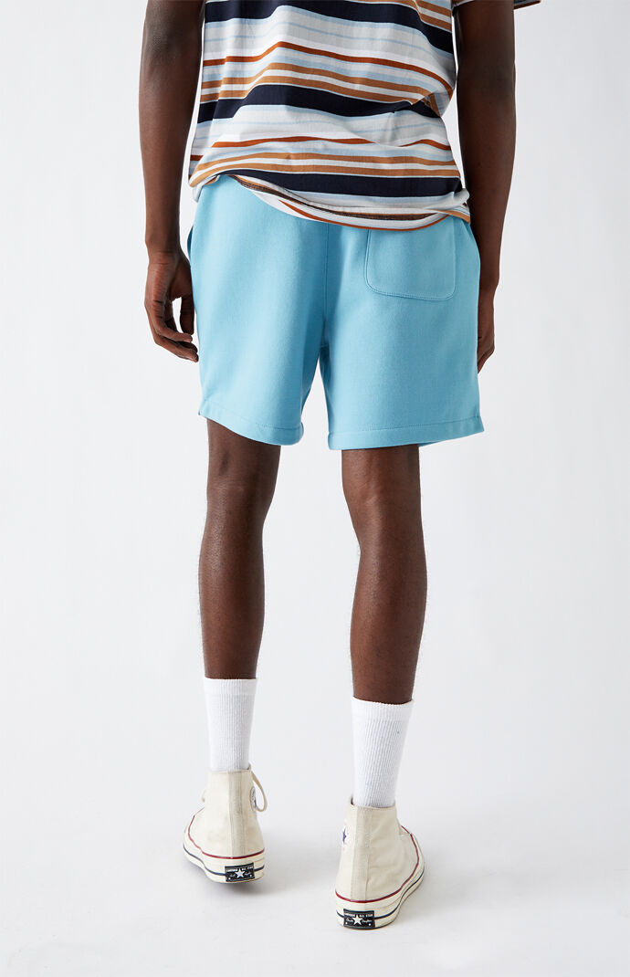 Blue Fleece Drawstring Volleyball Shorts