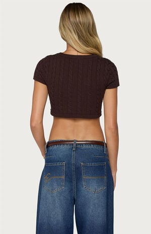 Zila Cropped Cable Knit Top image number 3