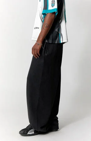 Washed Black&nbsp;Fleece Extreme Baggy Sweatpants image number 2