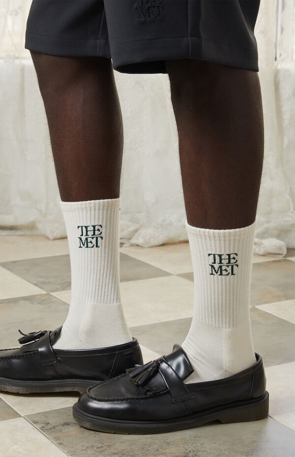 The Met x Pacsun Cream Logo Crew Socks
