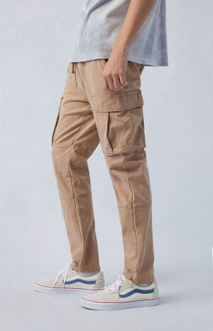 Eco Stretch Canvas Khaki Slim Cargo Pants